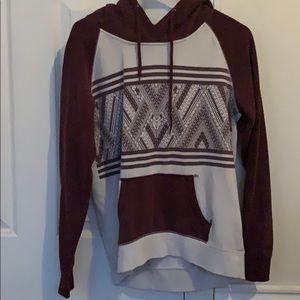 Maroon and white hoodie